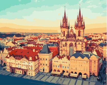 Obrázok z Maľovanie podľa čísel, napnuté plátno na rám -  Staromestské námestie