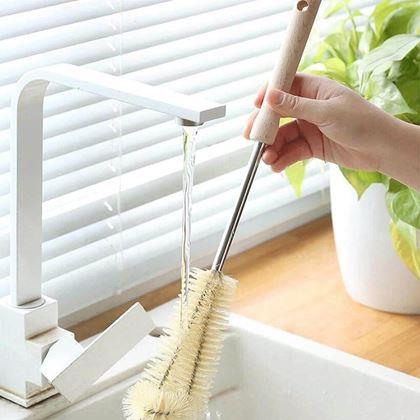 Obrázok z Čistiaca kefa na fľaše s drevenou rukoväťou