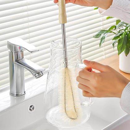 Obrázok z Čistiaca kefa na fľaše s drevenou rukoväťou