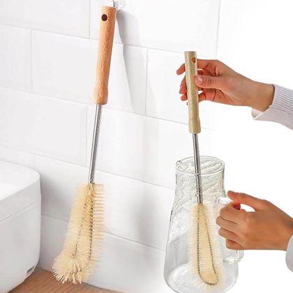 Obrázok z Čistiaca kefa na fľaše s drevenou rukoväťou