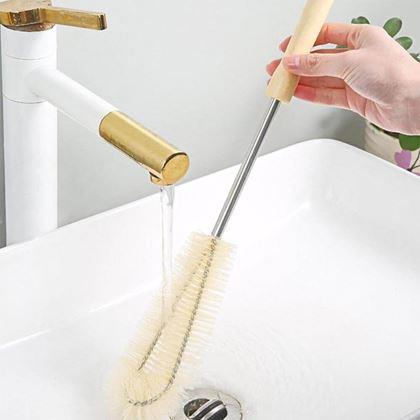 Obrázok z Čistiaca kefa na fľaše s drevenou rukoväťou