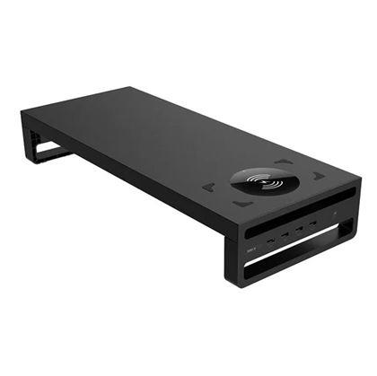 Obrázok z Kovový stojan na monitor s USB portmi a bezdrôtovým nabíjaním