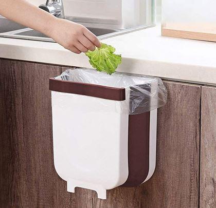 Obrázok z Skladací závesný kôš na dvierka - bielo-hnedý