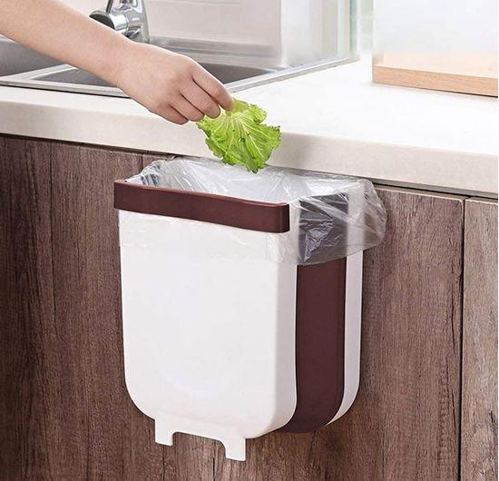 Obrázok z Skladací závesný kôš na dvierka - bielo-hnedý