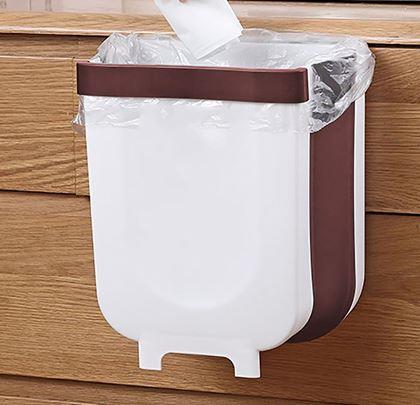 Obrázok z Skladací závesný kôš na dvierka - bielo-hnedý