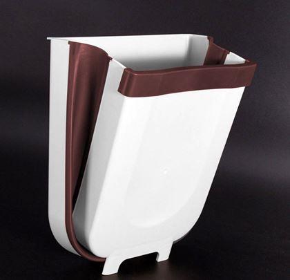 Obrázok z Skladací závesný kôš na dvierka - bielo-hnedý