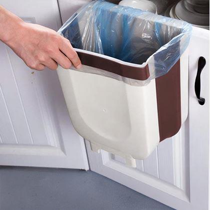 Obrázok z Skladací závesný kôš na dvierka - bielo-hnedý