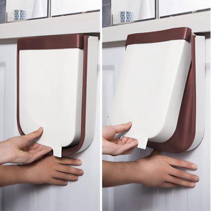 Obrázok z Skladací závesný kôš na dvierka - bielo-hnedý