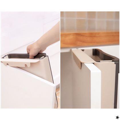 Obrázok z Skladací závesný kôš na dvierka - bielo-hnedý