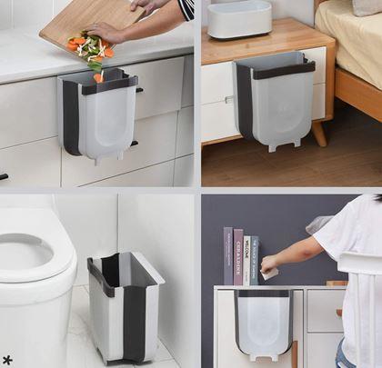 Obrázok z Skladací závesný kôš na dvierka - bielo-hnedý