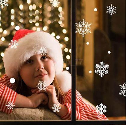 Obrázok z Nálepky na okno - snehové vločky 52 ks - strieborné