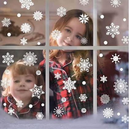 Obrázok z Nálepky na okno - snehové vločky 52 ks - strieborné