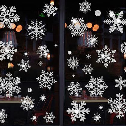 Obrázok z Nálepky na okno - snehové vločky 52 ks - strieborné