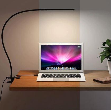 Obrázok z Flexibilná stmievateľná stolná LED lampa s klipom
