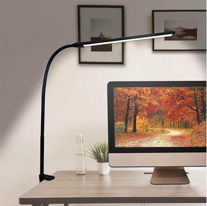 Obrázok z Flexibilná stmievateľná stolná LED lampa s klipom