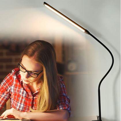 Obrázok z Flexibilná stmievateľná stolná LED lampa s klipom
