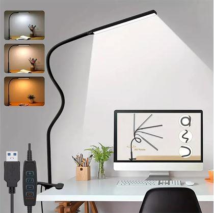Obrázok z Flexibilná stmievateľná stolná LED lampa s klipom