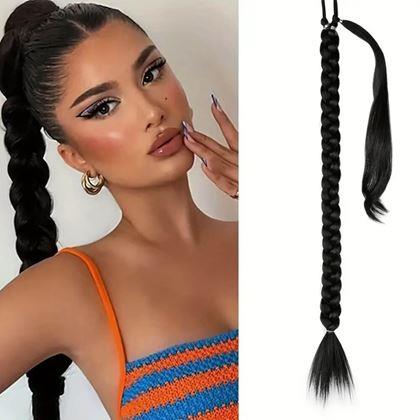 Obrázok z Príčesok do vlasov vrkoč 85 cm -  čierny