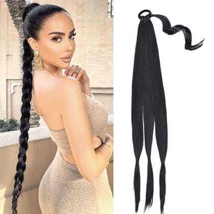 Obrázok z Príčesok do vlasov vrkoč 85 cm -  čierny