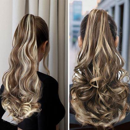 Obrázok z Príčesok do vlasov vlnitý cop 60 cm -  svetlo hnedý