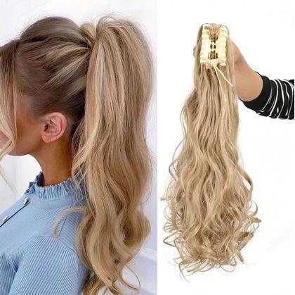 Obrázok z Príčesok do vlasov vlnitý cop 60 cm -  plavý