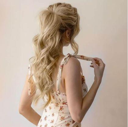 Obrázok z Príčesok do vlasov vlnitý cop 60 cm -  plavý