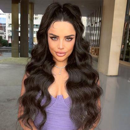 Obrázok z Príčesok do vlasov vlnitý cop 60 cm -  tmavo hnedý