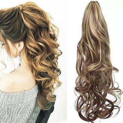 Obrázok z Príčesok do vlasov vlnitý cop 60 cm -  svetlo hnedý