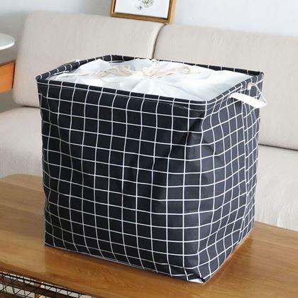 Obrázok z Úložný kôš na textil so sťahovacou šnúrkou  -  kocky