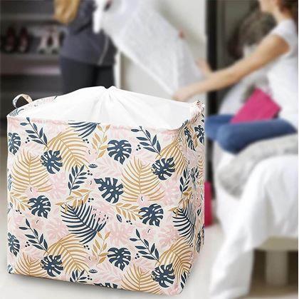 Obrázok z Úložný kôš na textil so sťahovacou šnúrkou  -  listy