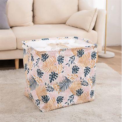 Obrázok z Úložný kôš na textil so sťahovacou šnúrkou  -  listy
