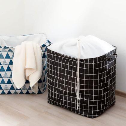 Obrázok z Úložný kôš na textil so sťahovacou šnúrkou  -  kocky