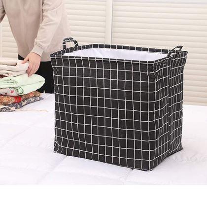 Obrázok z Úložný kôš na textil so sťahovacou šnúrkou  -  kocky
