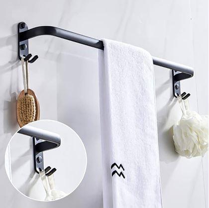 Obrázok z Kovový nalepovací vešiak na uterák, s háčikmi