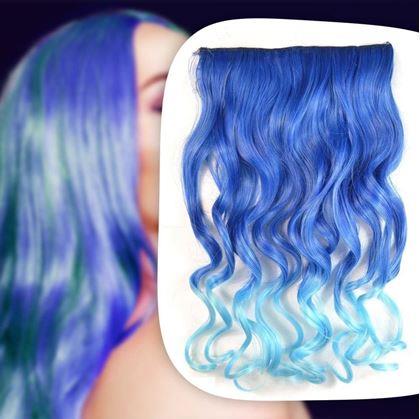 Obrázok z Clip in pás pre farebné podfarbenie vlasov - modrý