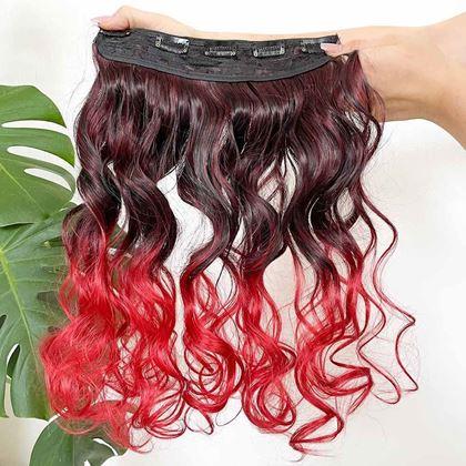 Obrázok z Clip in pás pre farebné podfarbenie vlasov - hnedo-červený