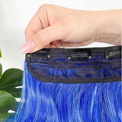 Obrázok z Clip in pás pre farebné podfarbenie vlasov - modrý