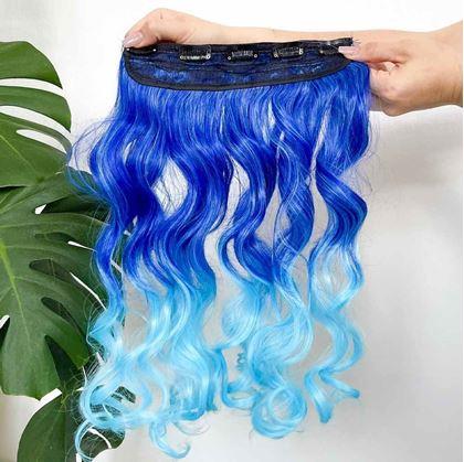 Obrázok z Clip in pás pre farebné podfarbenie vlasov - modrý