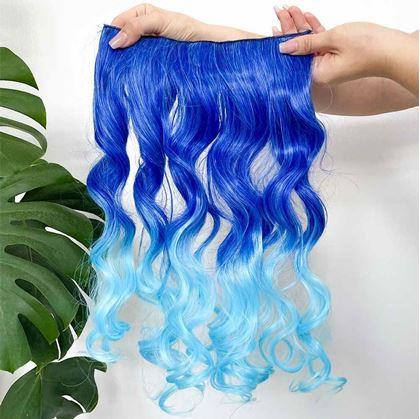 Obrázok z Clip in pás pre farebné podfarbenie vlasov - modrý
