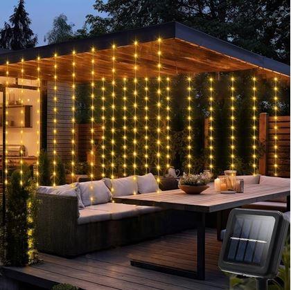 Obrázok z Solárny LED záves - 10 prameňov × 1 m - teplá biela