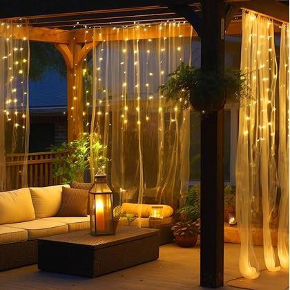 Obrázok z Solárny LED záves - 10 prameňov × 1 m - teplá biela