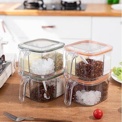 Obrázok z Delená dóza s úchytkou - 4 priehradky, 4 lyžičky