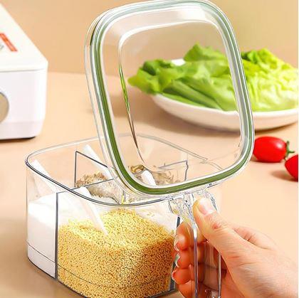 Obrázok z Delená dóza s úchytkou - 4 priehradky, 4 lyžičky