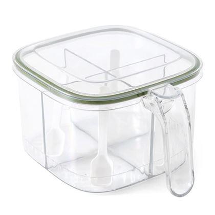 Obrázok z Delená dóza s úchytkou - 4 priehradky, 4 lyžičky