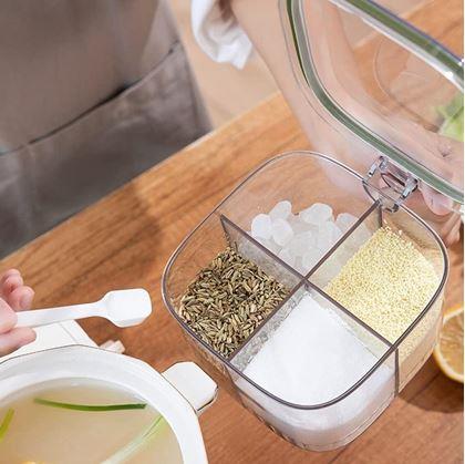 Obrázok z Delená dóza s úchytkou - 4 priehradky, 4 lyžičky