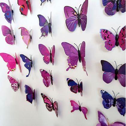 Obrázok z 3D motýle na stenu - fialová