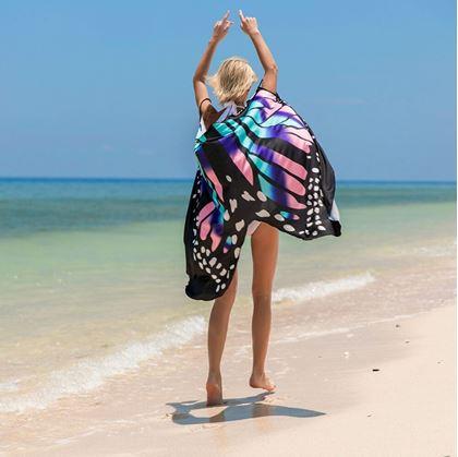 Obrázok z Plážové šaty - motýlie krídla  - XS-M - modré