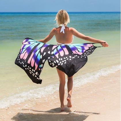 Obrázok z Plážové šaty - motýlie krídla  - XS-M - modré