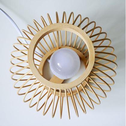 Obrázok z Bambusová stolová lampa s LED žiarovkou, teplá biela