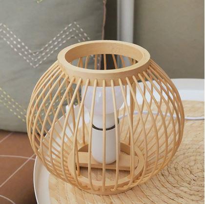 Obrázok z Bambusová stolová lampa s LED žiarovkou, teplá biela